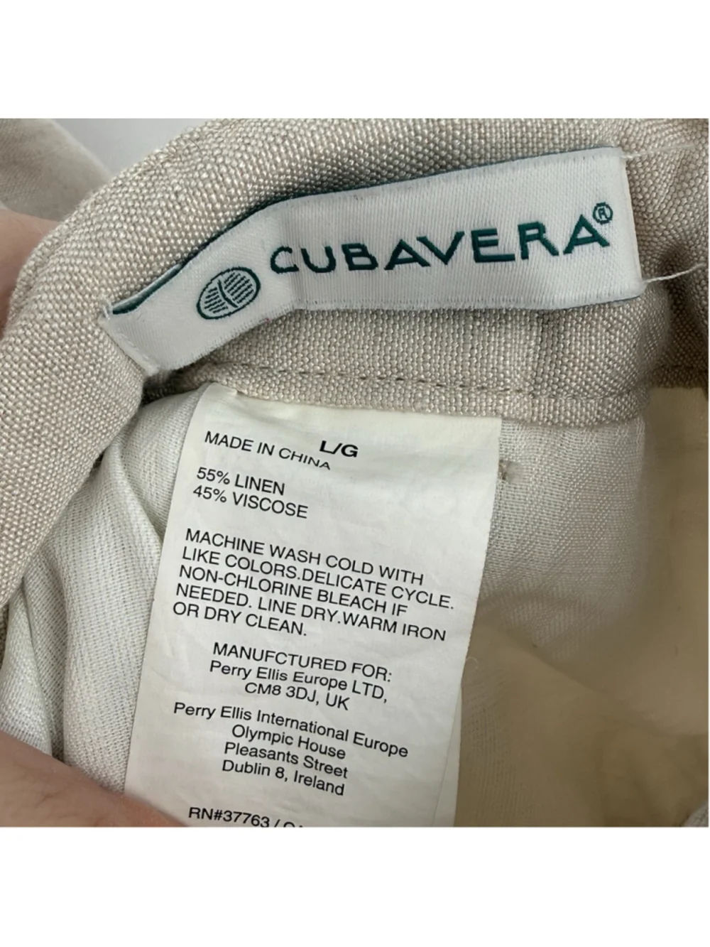 Cubavera Linen Blend Beige Pants Size Large 34x30